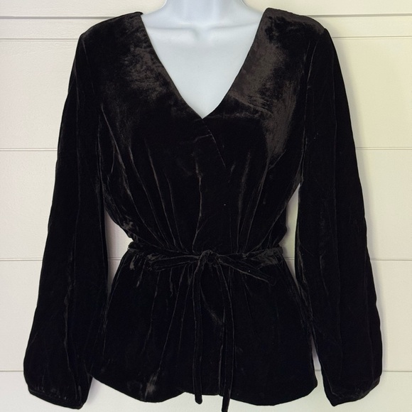 J. Crew Tops - J. Crew Black Velvet Wrap Blouse, Women’s 6
